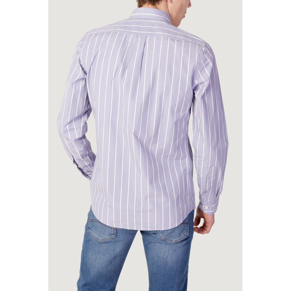 Hugo Boss Purple Cotton Shirt Hugo Boss Light Gray