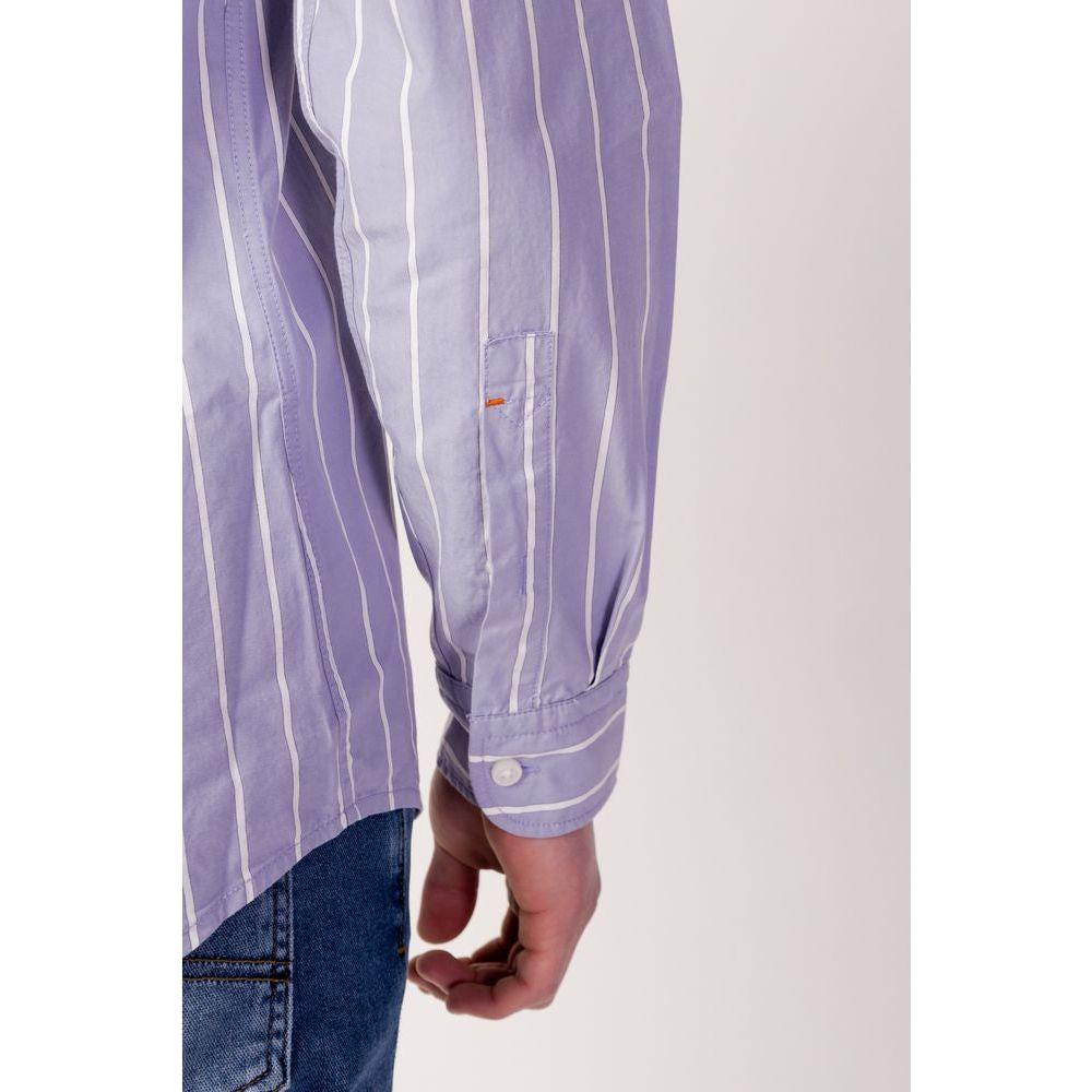 Hugo Boss Purple Cotton Shirt Hugo Boss Gray