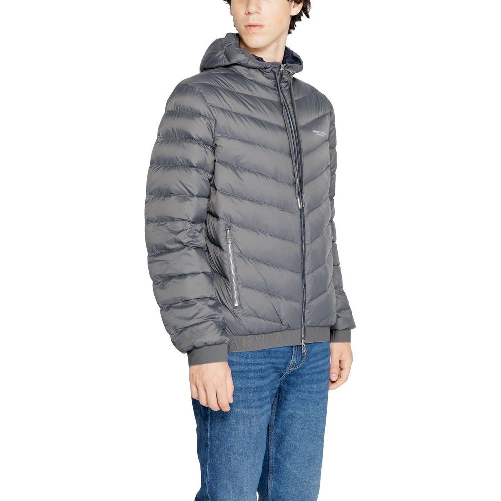 Armani Exchange Gray Polyester Jacket Armani Exchange Slate Gray