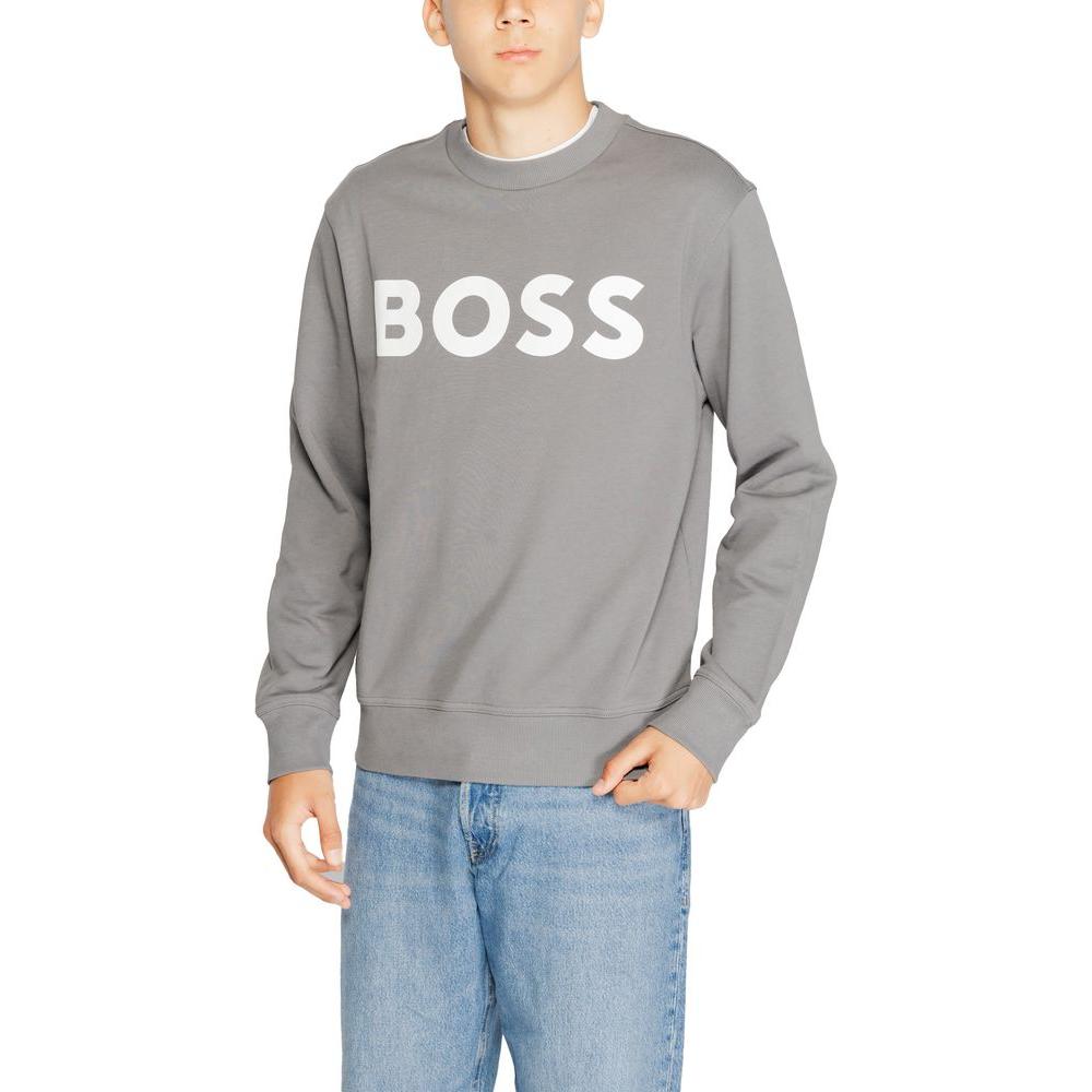 Hugo Boss Gray Cotton Sweater Hugo Boss Dark Gray