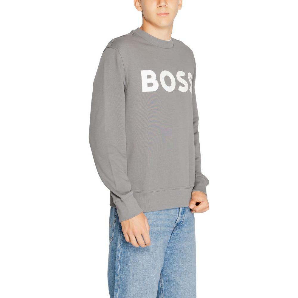 Hugo Boss Gray Cotton Sweater Hugo Boss Dark Gray
