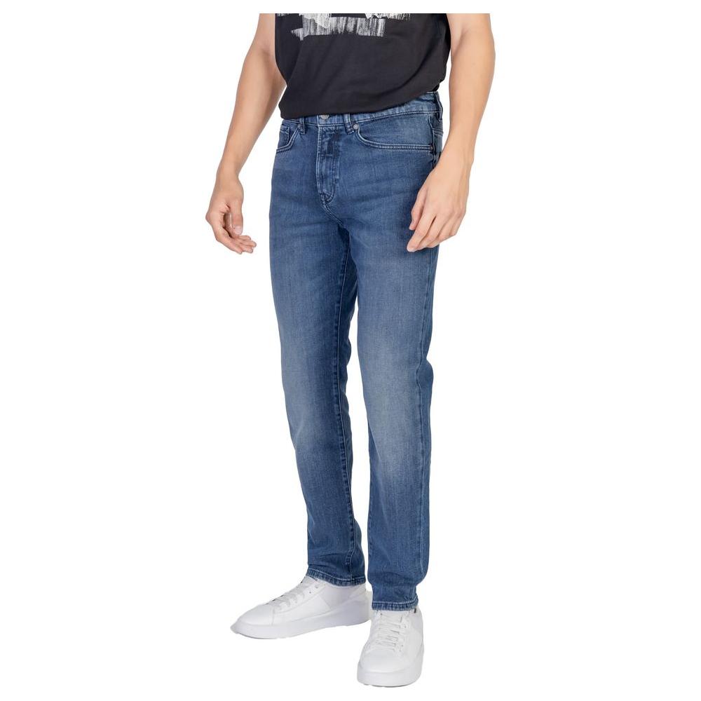 Hugo Boss Blue Cotton Jeans & Pant Hugo Boss Dark Slate Blue