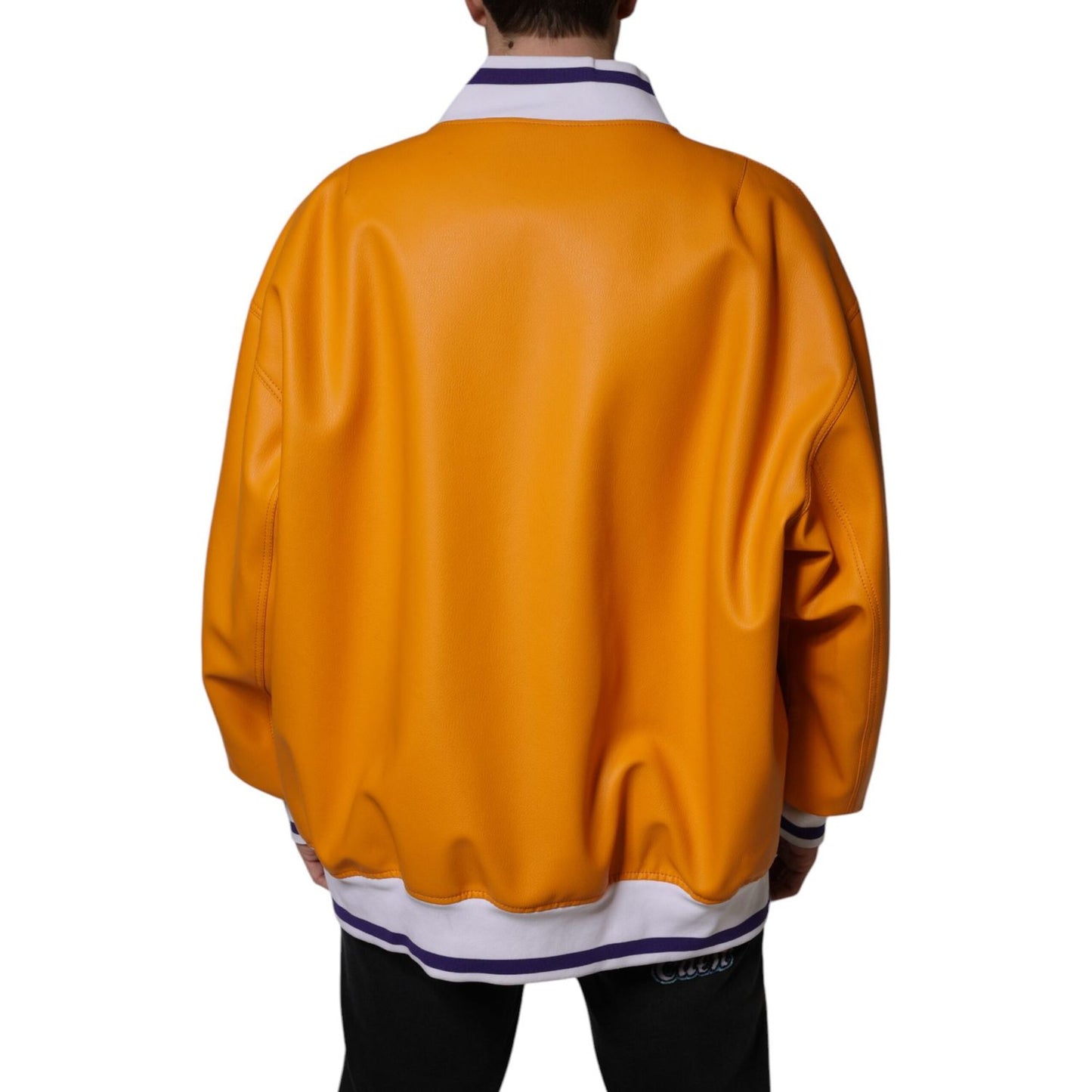 Dolce & Gabbana Orange White Full Zip Jersey Bomber Jacket Dolce & Gabbana Chocolate