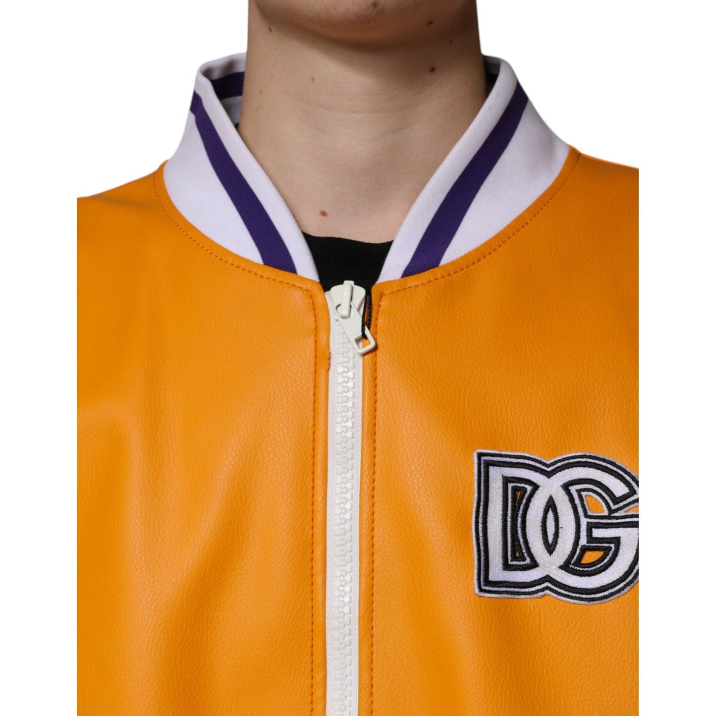 Dolce & Gabbana Orange White Full Zip Jersey Bomber Jacket Dolce & Gabbana Chocolate