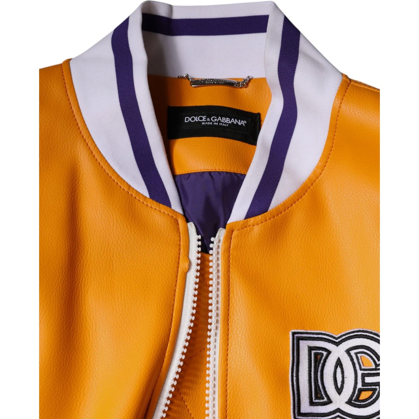 Dolce & Gabbana Orange White Full Zip Jersey Bomber Jacket Dolce & Gabbana Chocolate