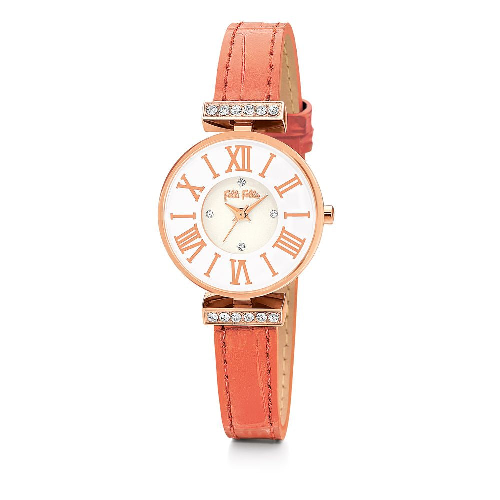 Folli Follie Orange Leather Watch Folli Follie Antique White
