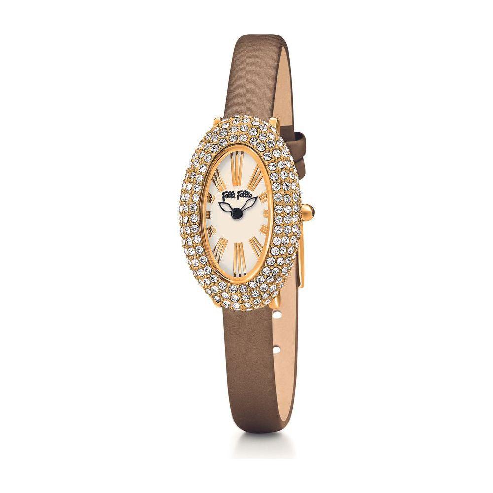Folli Follie Gold Leather Watch Folli Follie Rosy Brown