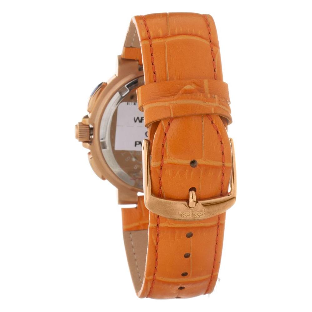 Folli Follie Orange Leather Watch Folli Follie Chocolate