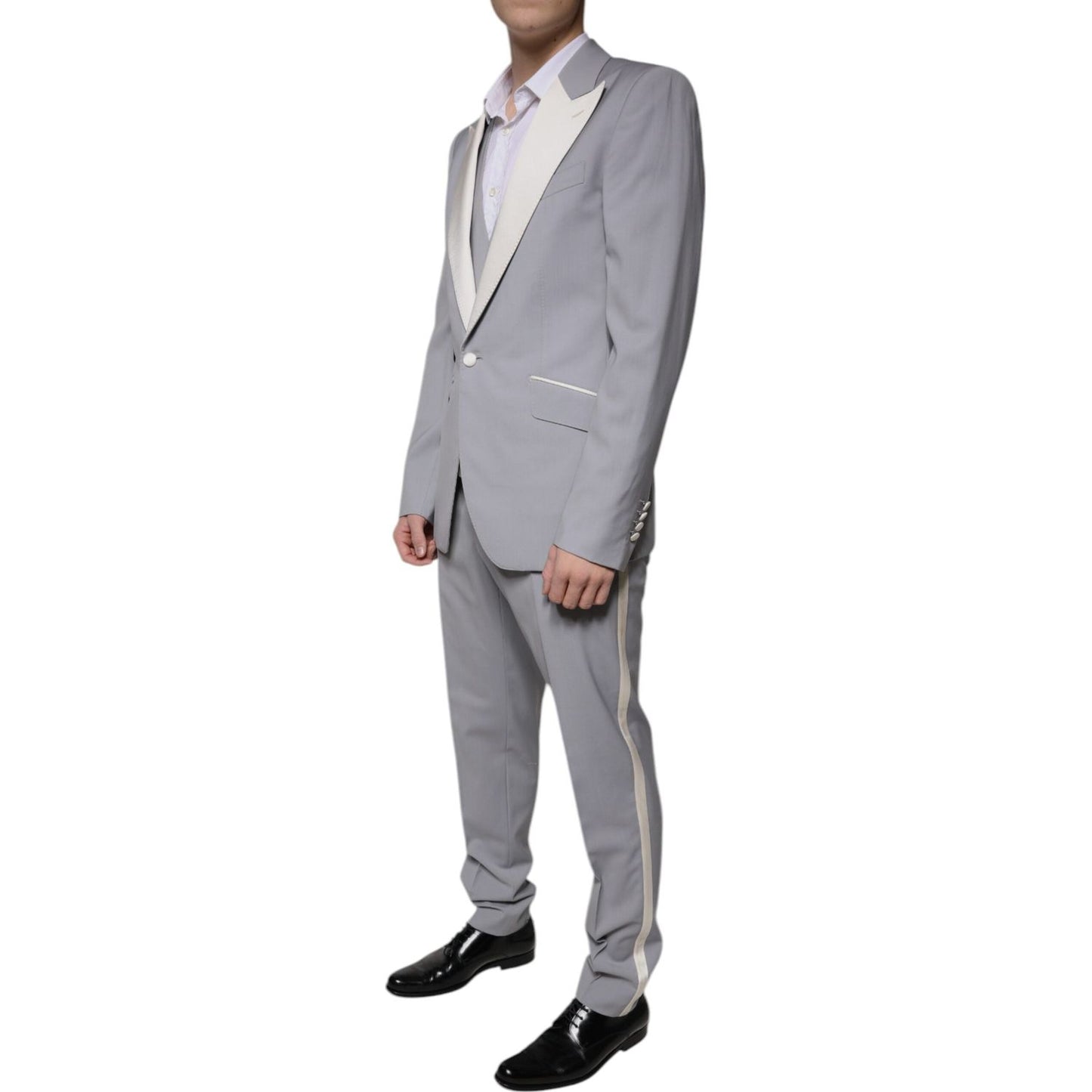 Dolce & Gabbana Gray Wool 3 Piece Slim Fit Formal Suit Dolce & Gabbana Light Slate Gray