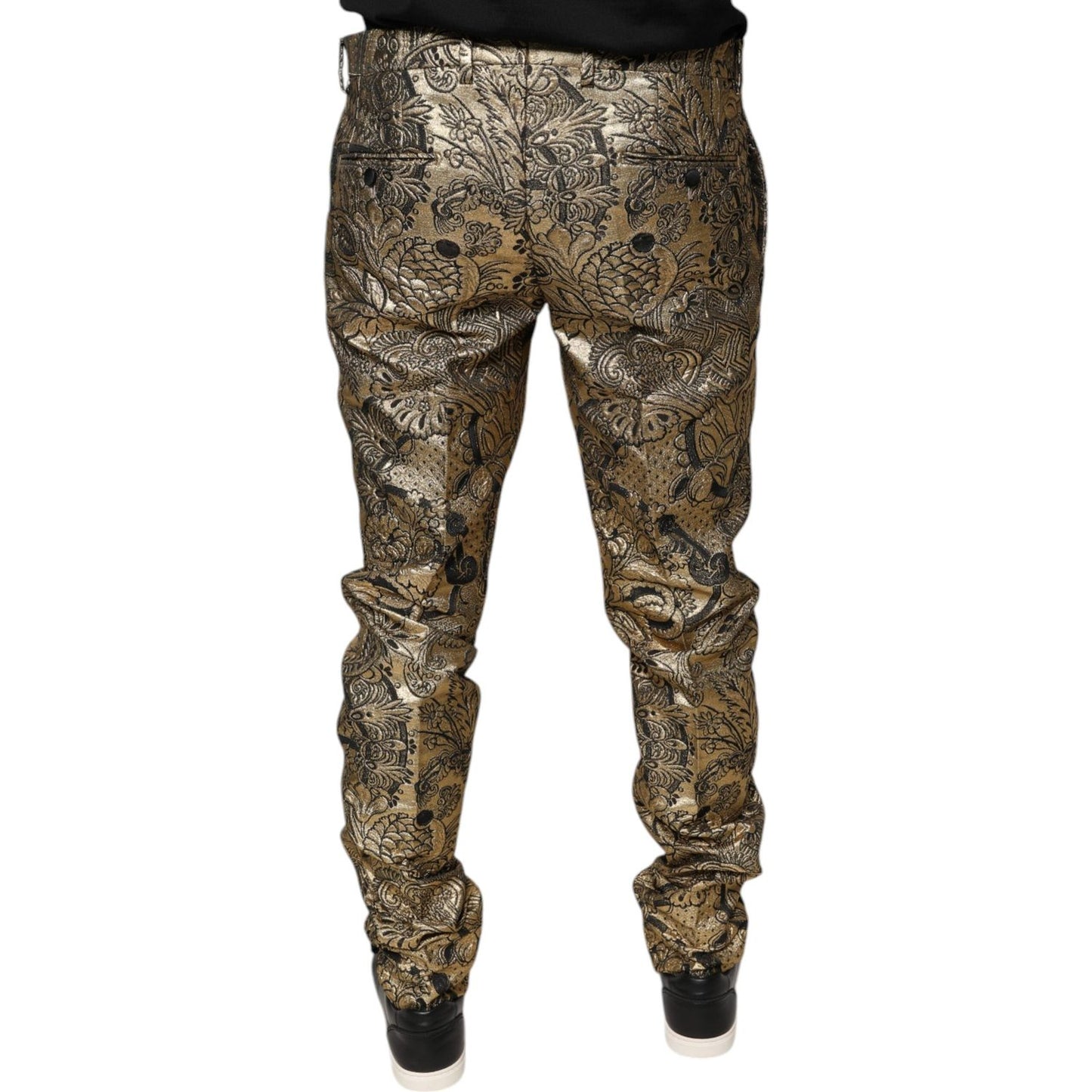 Dolce & Gabbana Gold Floral Jacquard Men Dress Pants Dolce & Gabbana Dark Slate Gray