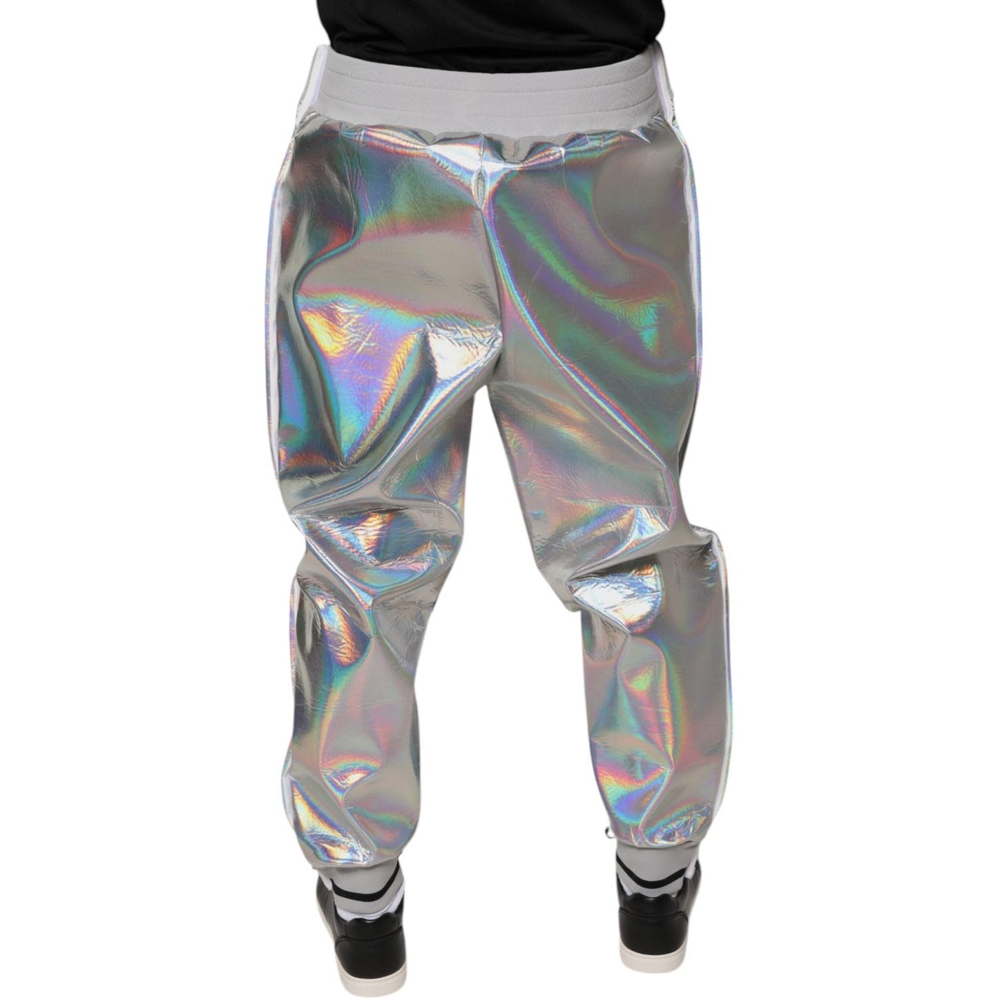 Dolce & Gabbana Silver Iridescent Men Jogger Sweatpants Pants Dolce & Gabbana Light Slate Gray