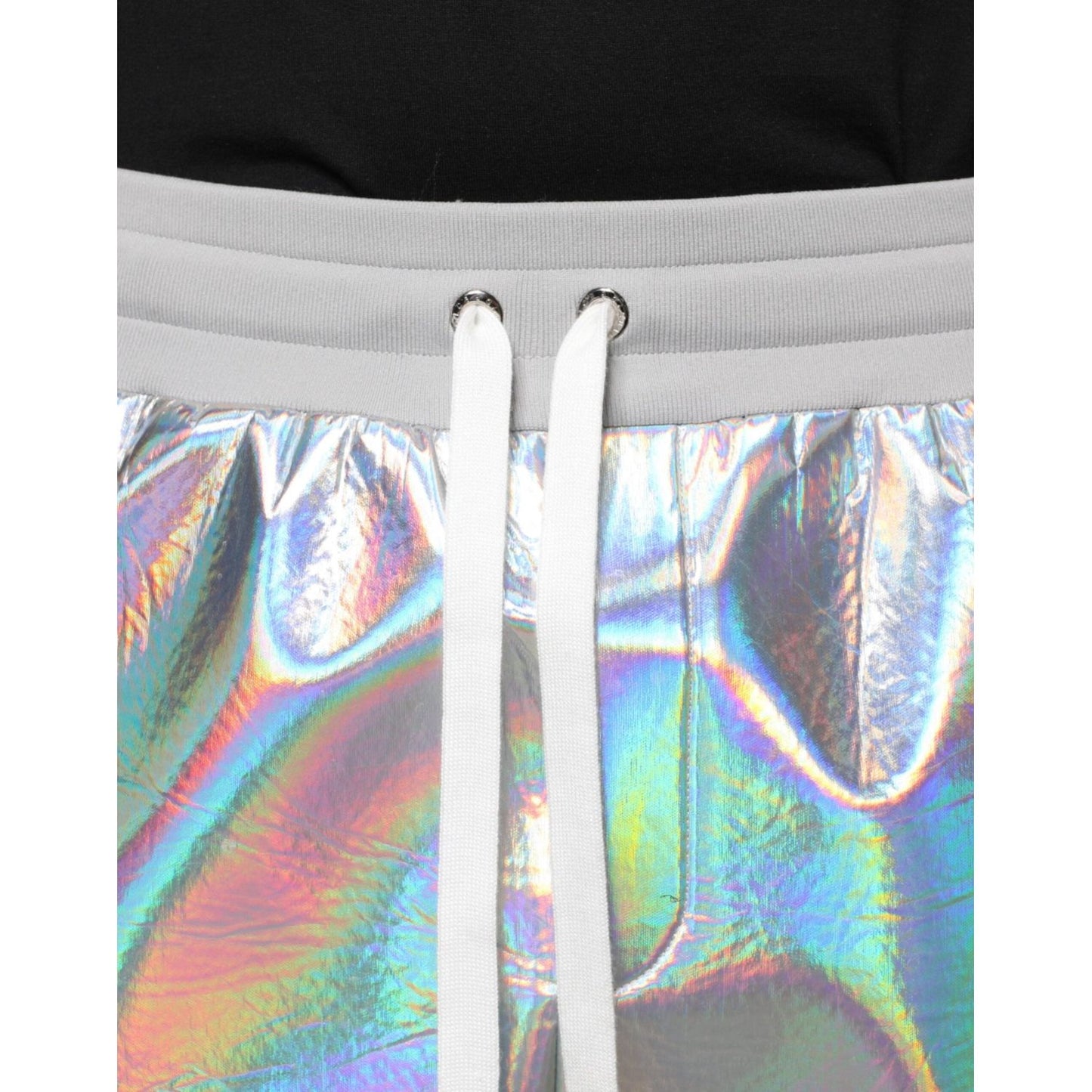Dolce & Gabbana Silver Iridescent Men Jogger Sweatpants Pants Dolce & Gabbana Gray