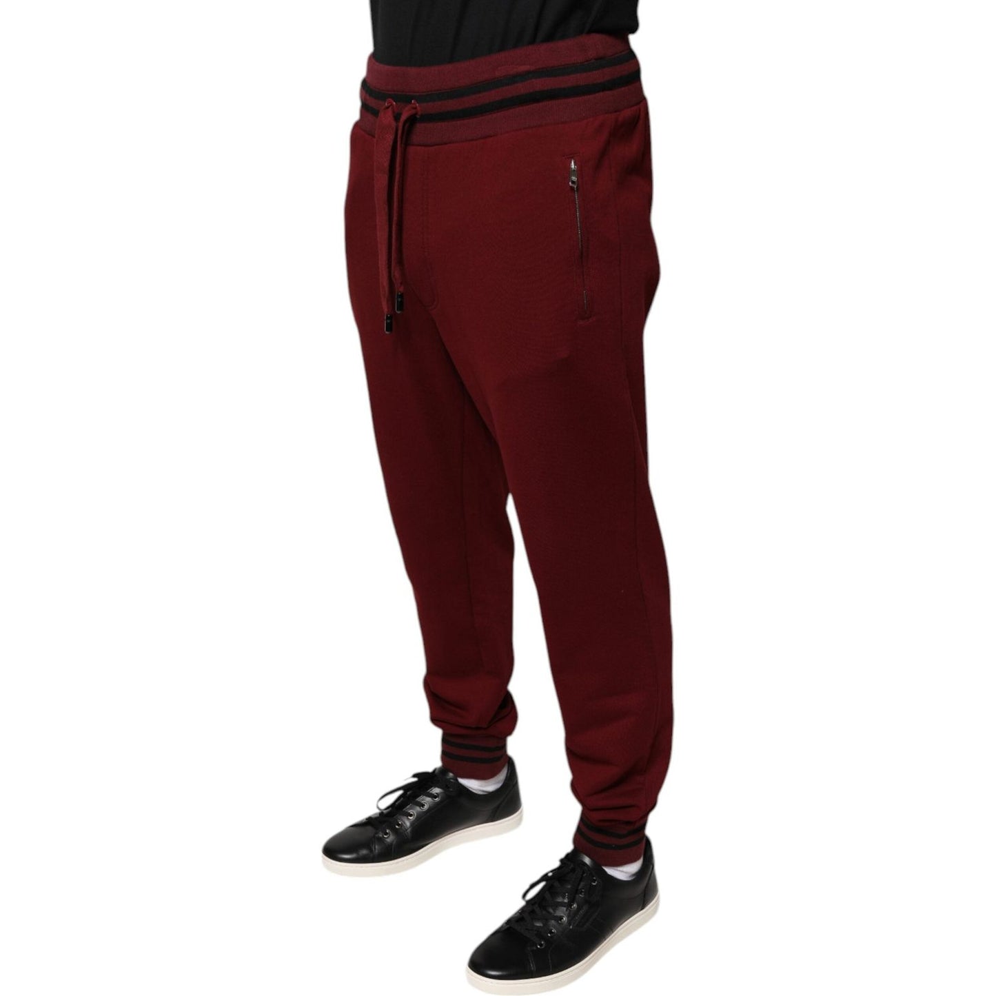 Dolce & Gabbana Dark Red Cotton Men Jogger Sweatpants Pants Dolce & Gabbana Black