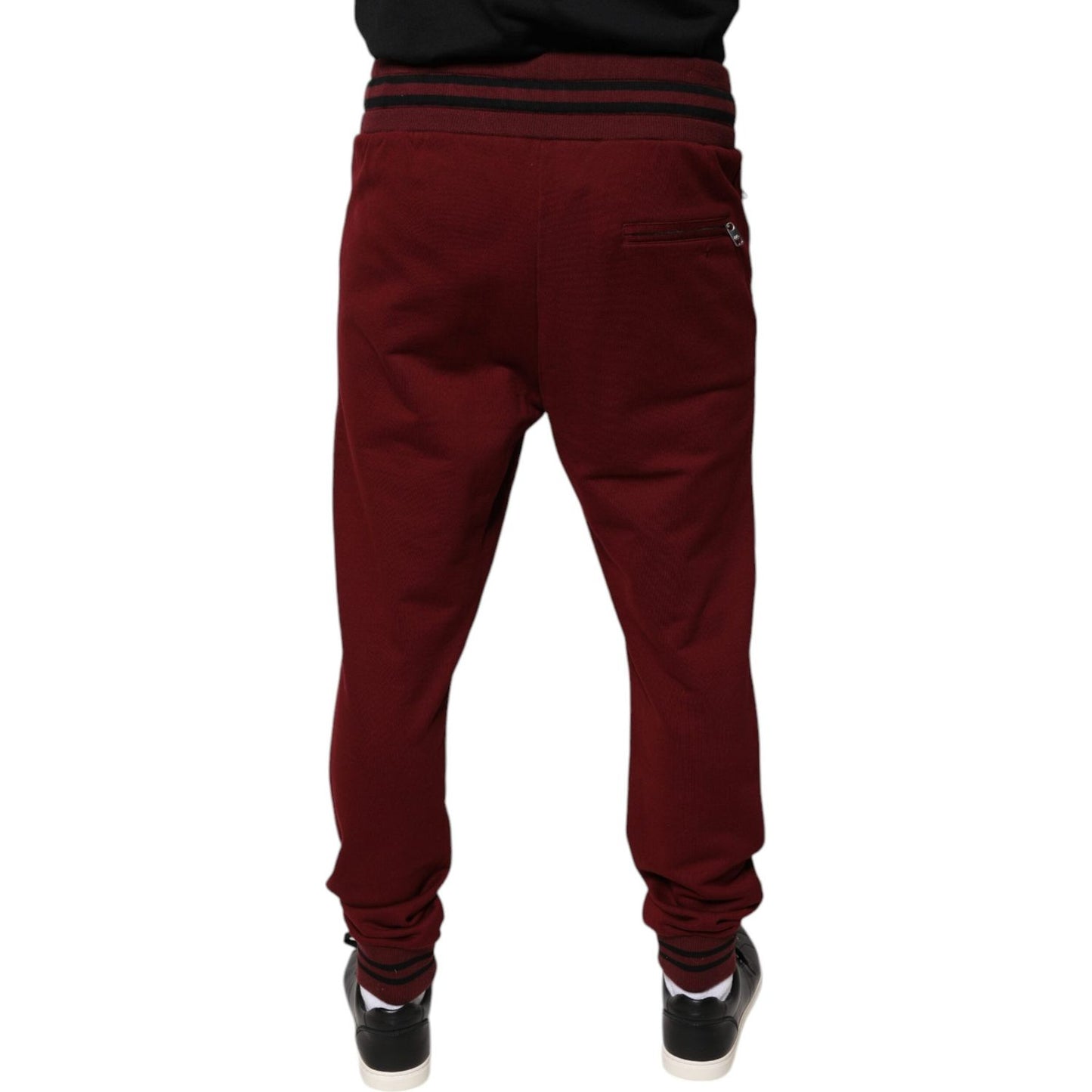 Dolce & Gabbana Dark Red Cotton Men Jogger Sweatpants Pants Dolce & Gabbana Black
