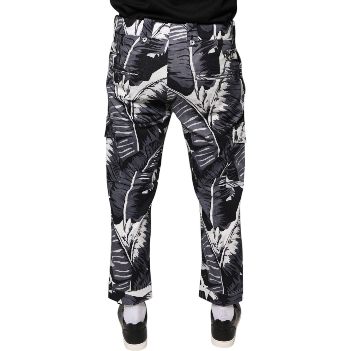 Dolce & Gabbana Gray Banana Leaf Cotton Stretch Capri Pants Dolce & Gabbana Dark Slate Gray