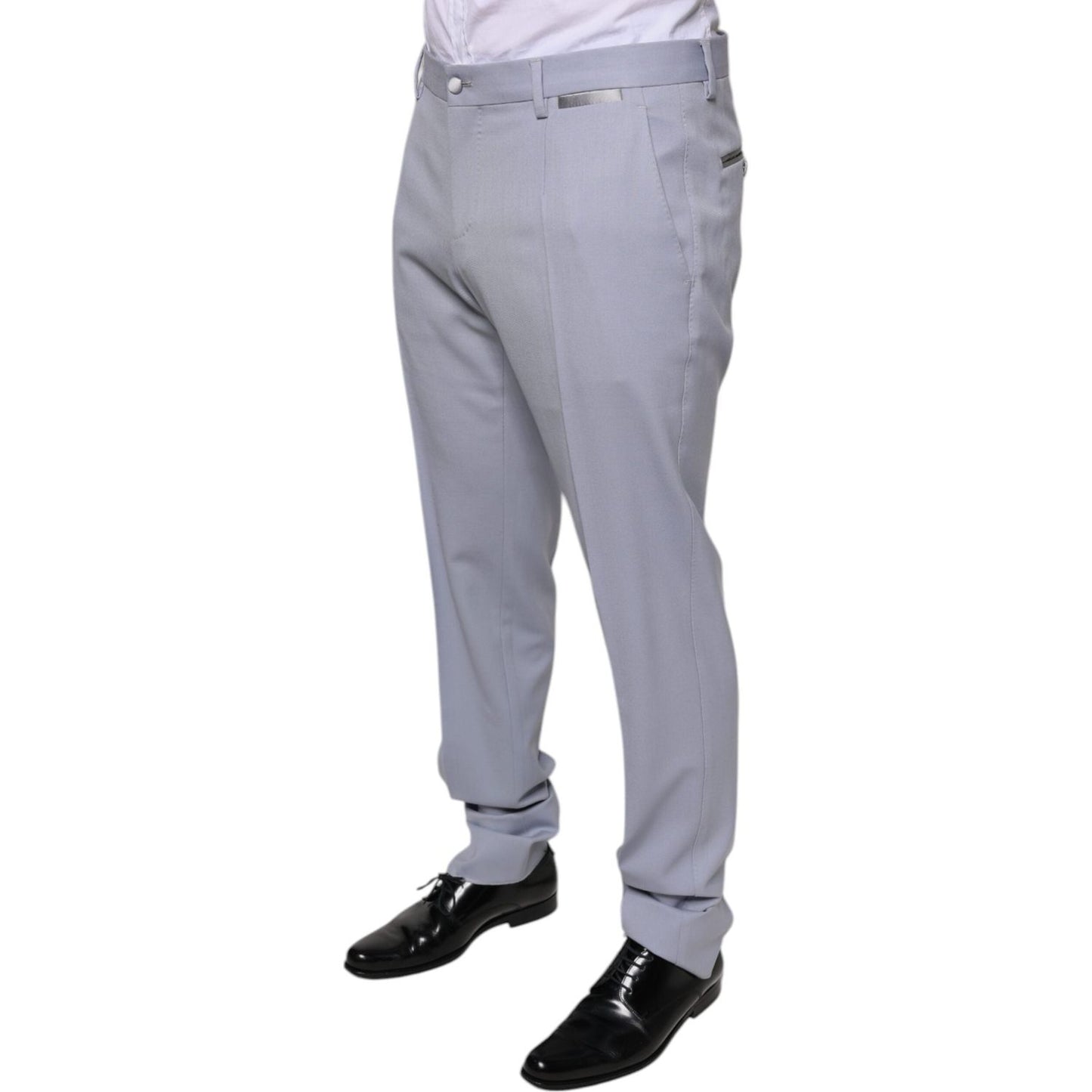 Dolce & Gabbana Light Gray Wool Formal Dress Pants Dolce & Gabbana Dark Gray