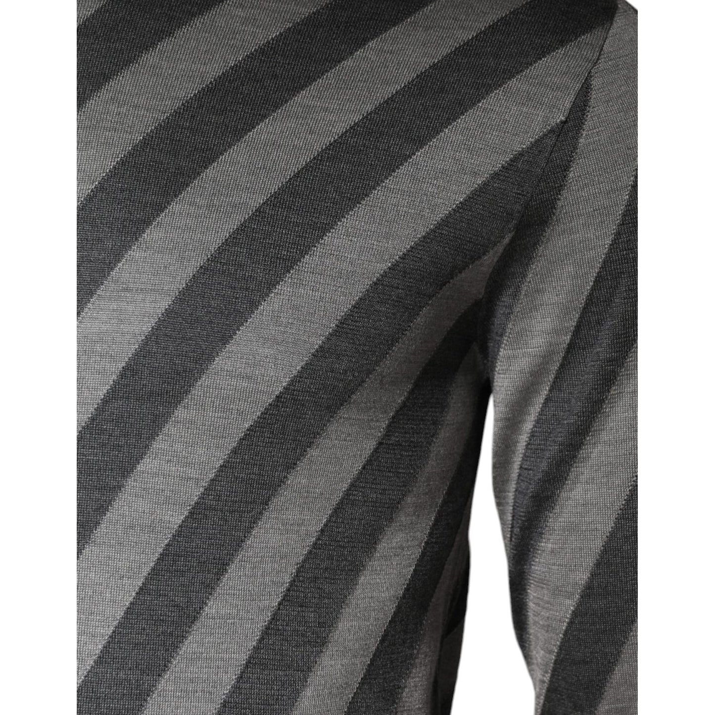 Dolce & Gabbana Gray Stripes Long Sleeve Round Neck Pullover Sweater Dolce & Gabbana Dark Slate Gray