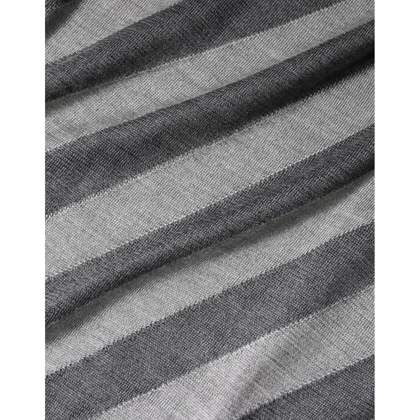 Dolce & Gabbana Gray Stripes Long Sleeve Round Neck Pullover Sweater Dolce & Gabbana Dim Gray