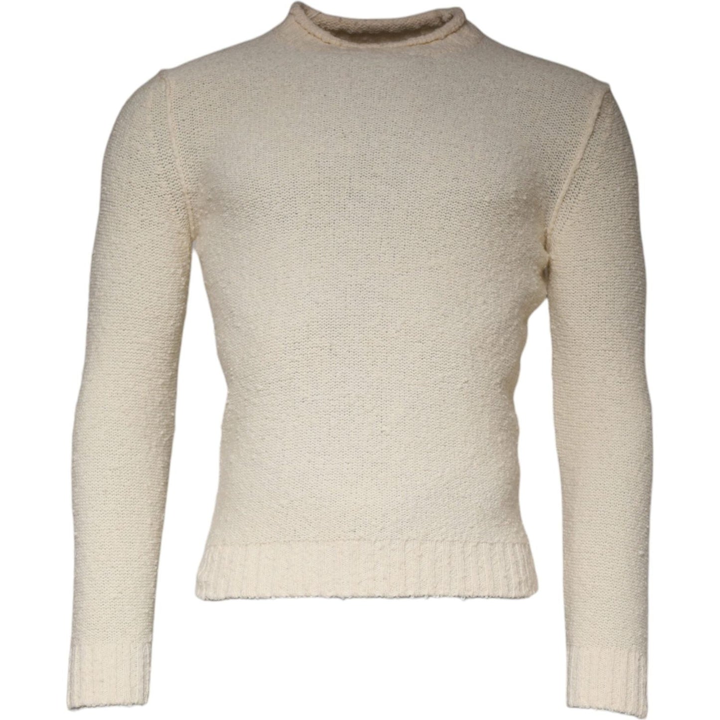 KANGRA Beige Wool Knit Long Sleeve Round Neck Pullover Sweater KANGRA Gray