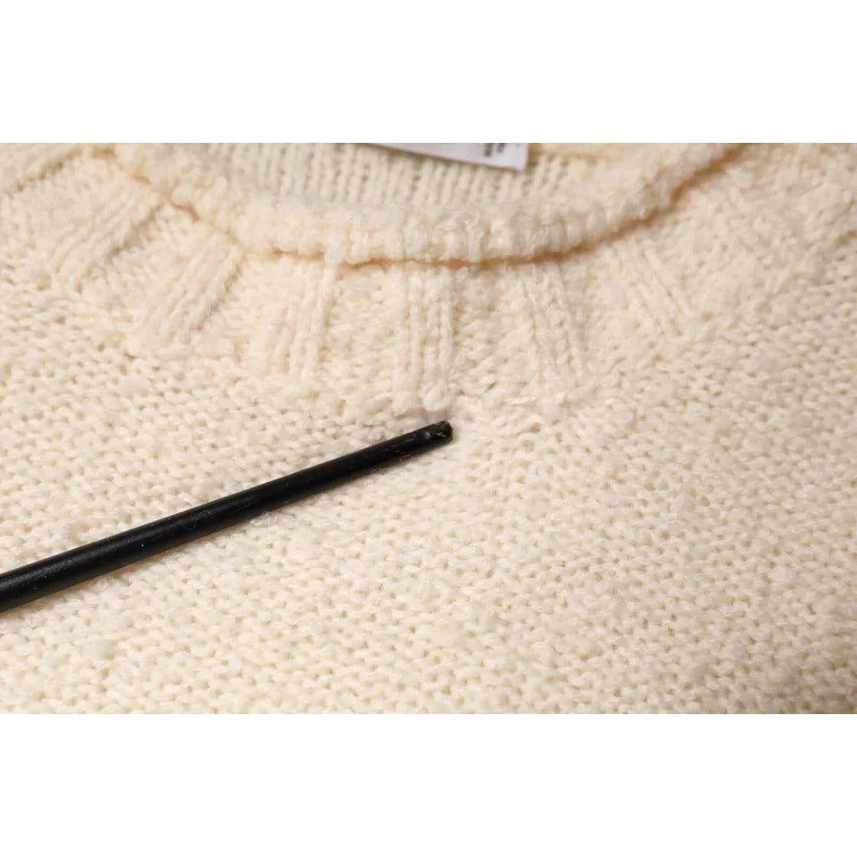 KANGRA Beige Wool Knit Long Sleeve Round Neck Pullover Sweater KANGRA Light Gray