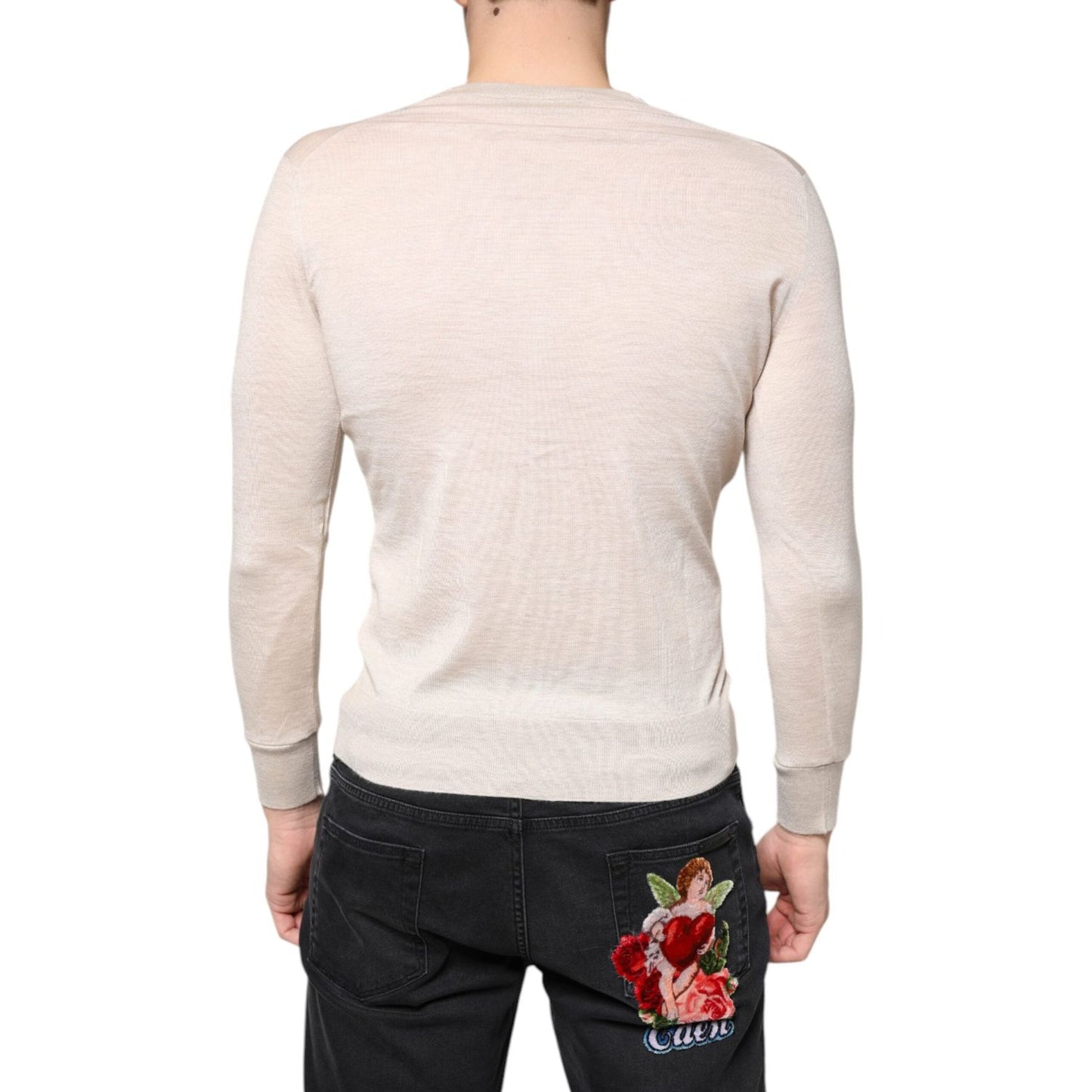 Dolce & Gabbana Beige Cashmere Button Down Cardigan Sweater Dolce & Gabbana Black