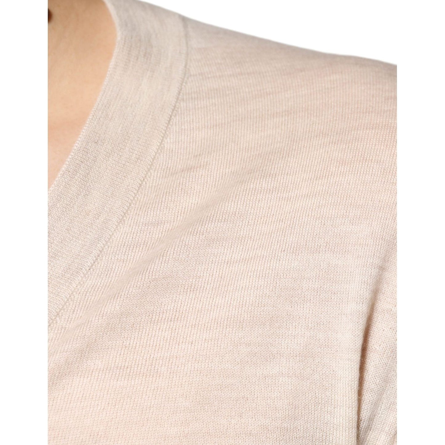 Dolce & Gabbana Beige Cashmere Button Down Cardigan Sweater Dolce & Gabbana Light Gray