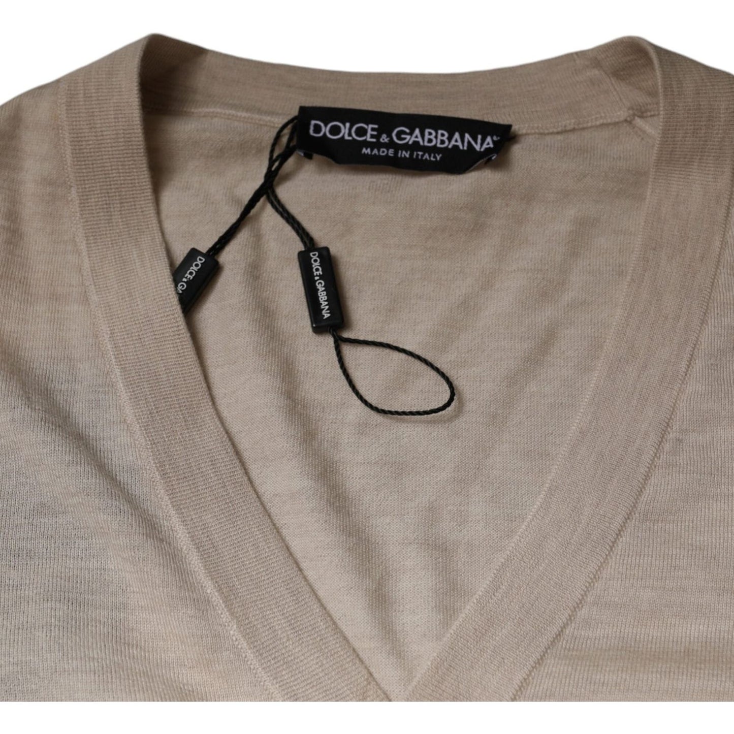 Dolce & Gabbana Beige Cashmere Button Down Cardigan Sweater Dolce & Gabbana Rosy Brown