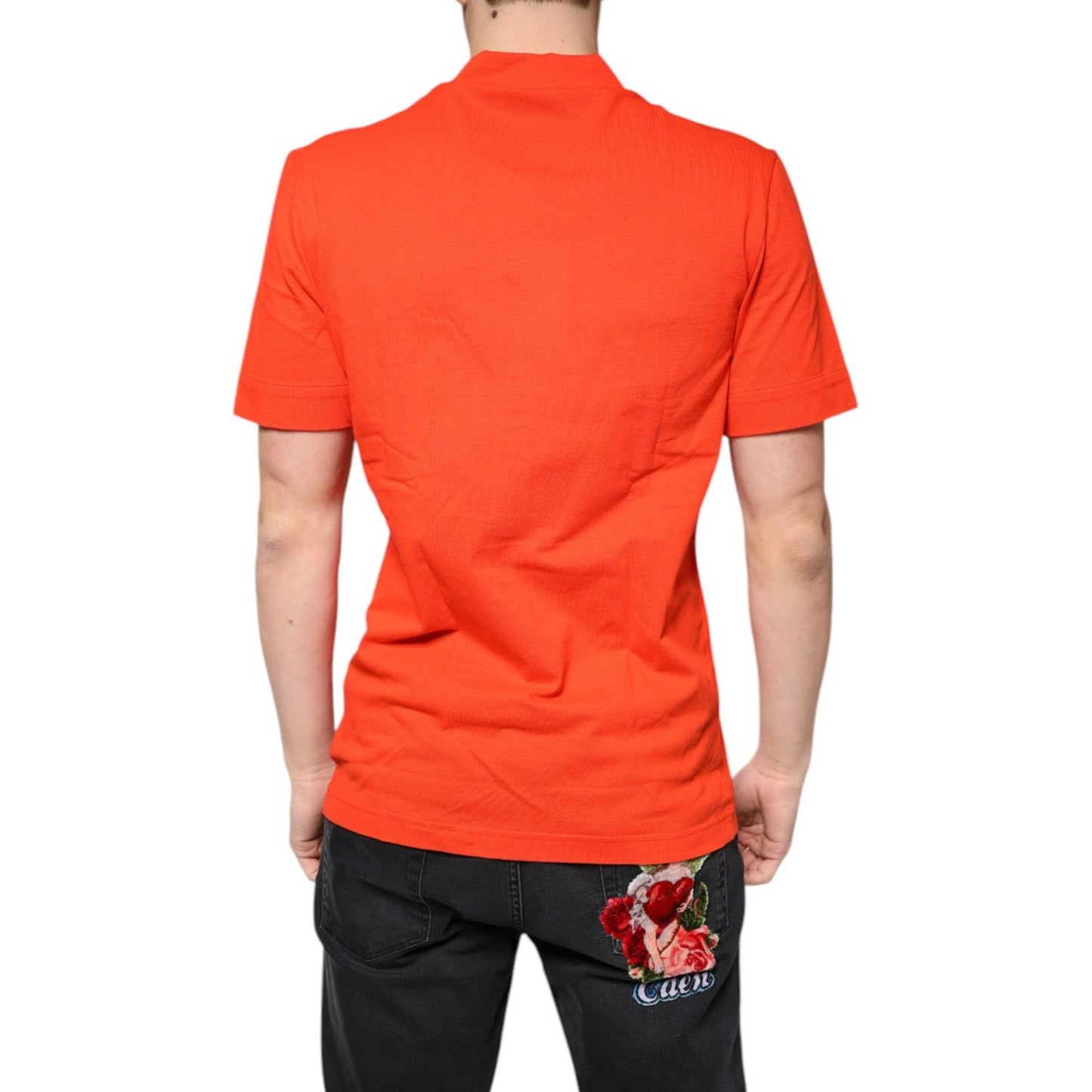 Dolce & Gabbana Orange Cotton Button Down Casual Polo Shirt Dolce & Gabbana Tomato
