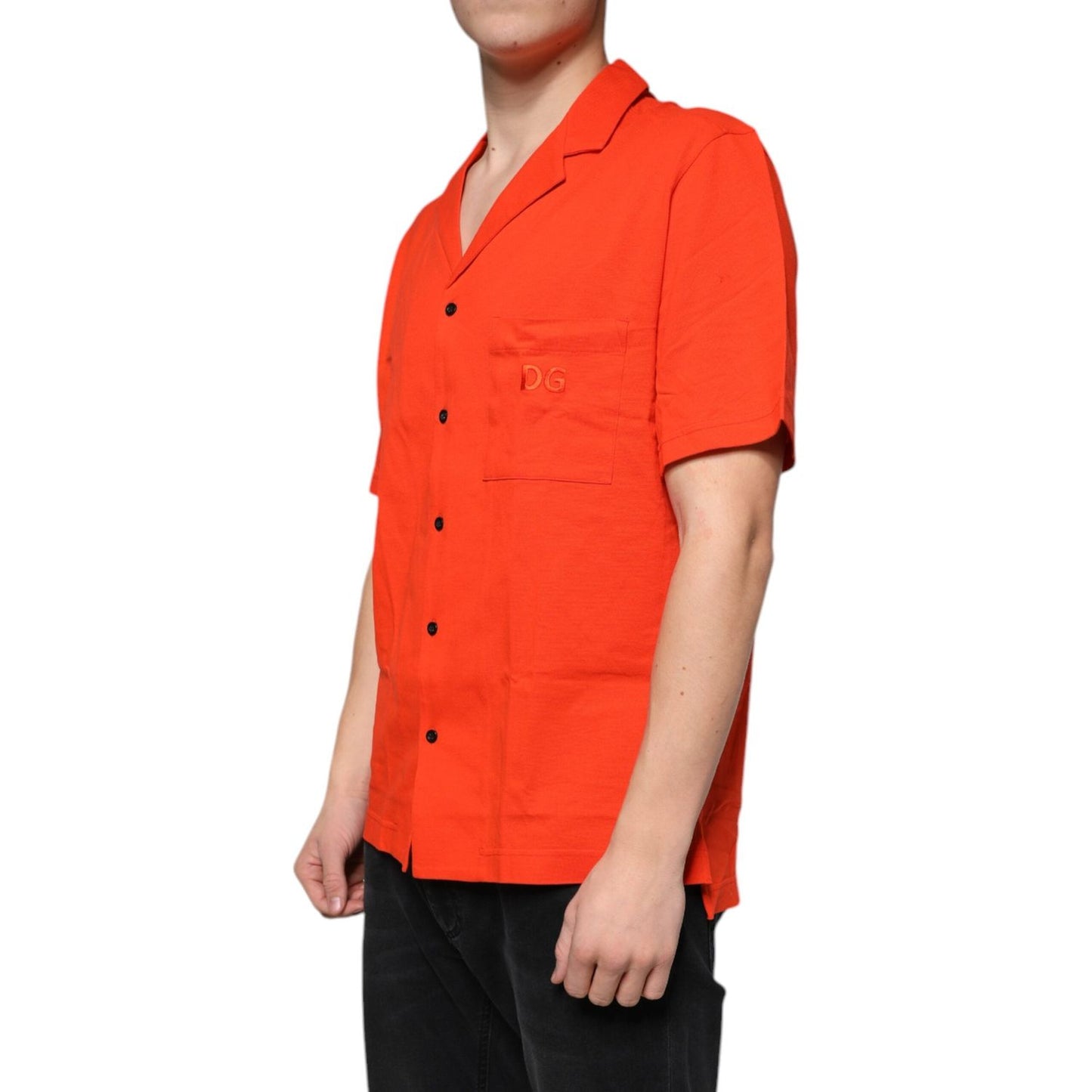 Dolce & Gabbana Orange Cotton Button Down Casual Polo Shirt Dolce & Gabbana Orange Red