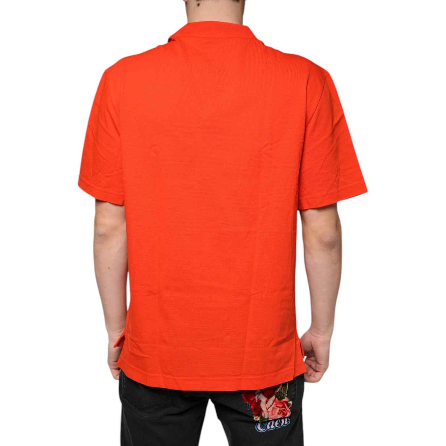 Dolce & Gabbana Orange Cotton Button Down Casual Polo Shirt Dolce & Gabbana Orange Red