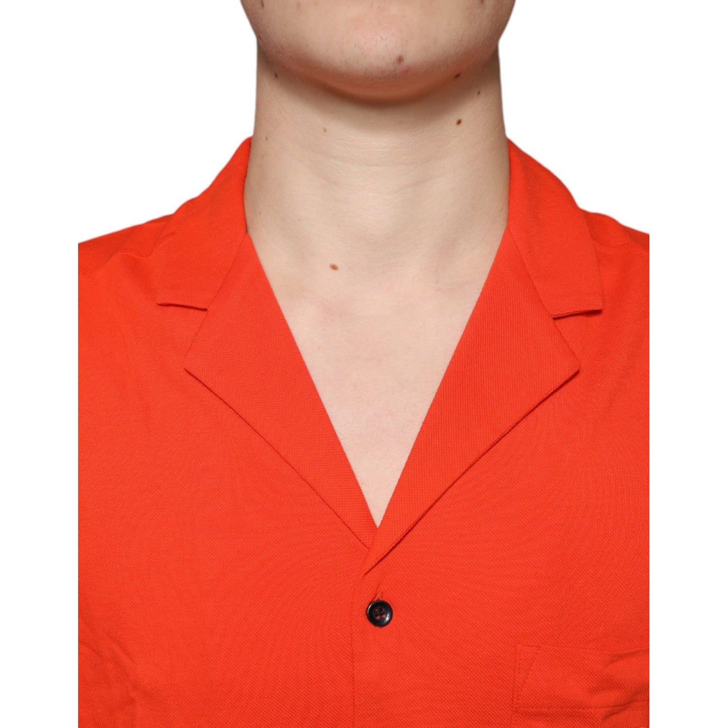 Dolce & Gabbana Orange Cotton Button Down Casual Polo Shirt Dolce & Gabbana Orange Red