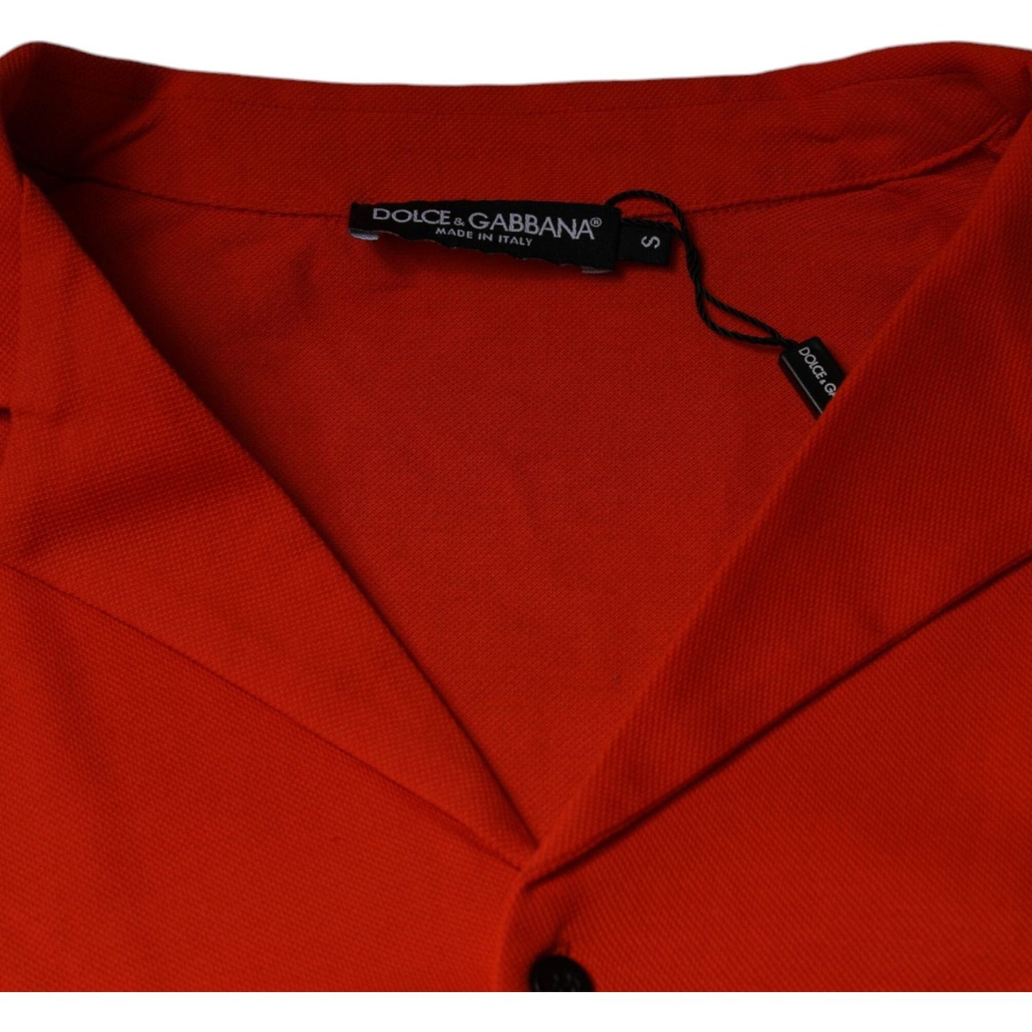 Dolce & Gabbana Orange Cotton Button Down Casual Polo Shirt Dolce & Gabbana Dark Red