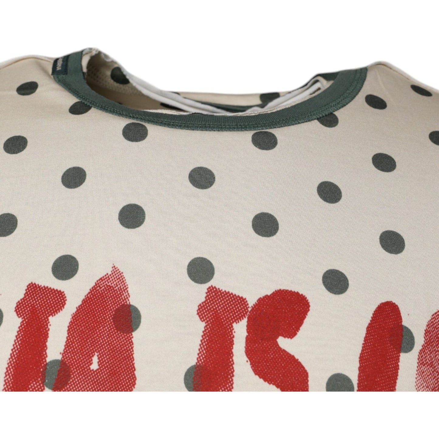 Dolce & Gabbana Beige Graphic Print Polka Dot Cotton T-shirt Dolce & Gabbana Gray