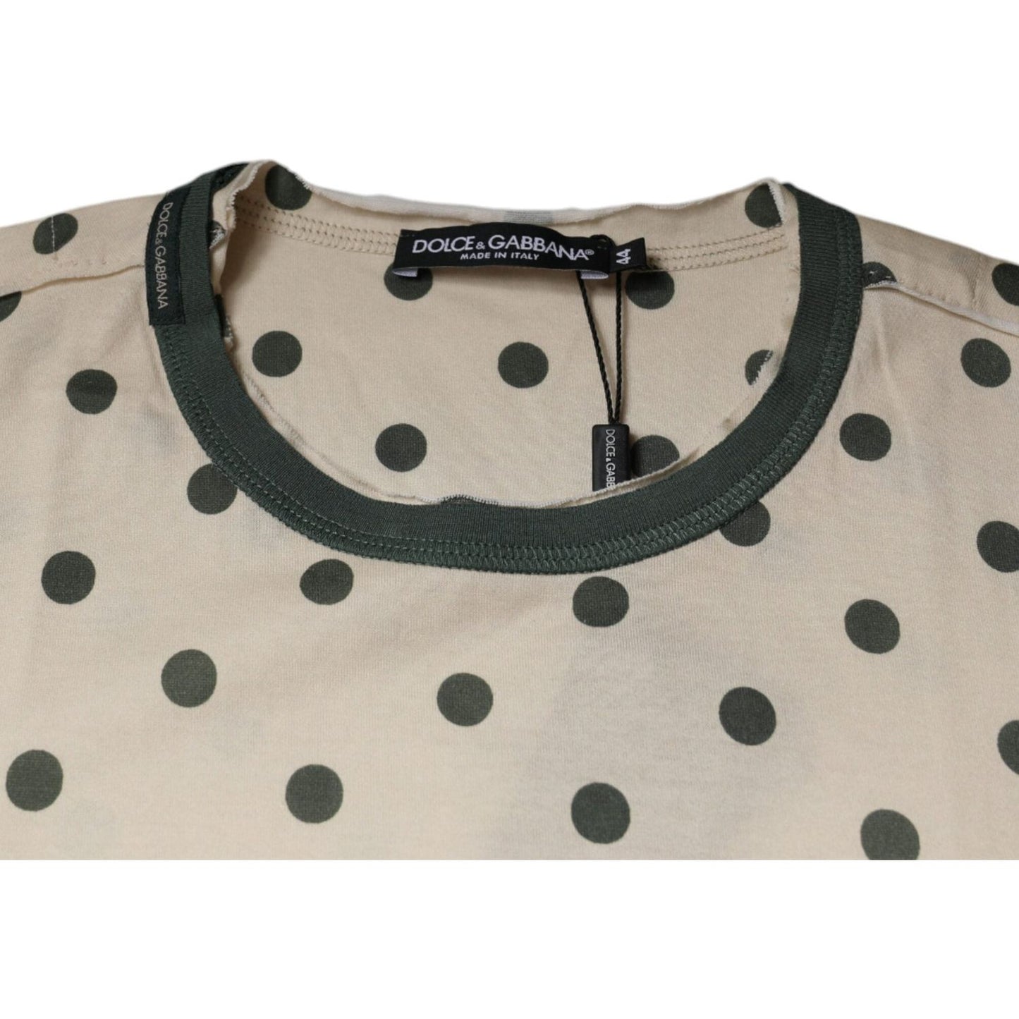 Dolce & Gabbana Beige Graphic Print Polka Dot Cotton T-shirt Dolce & Gabbana Gray