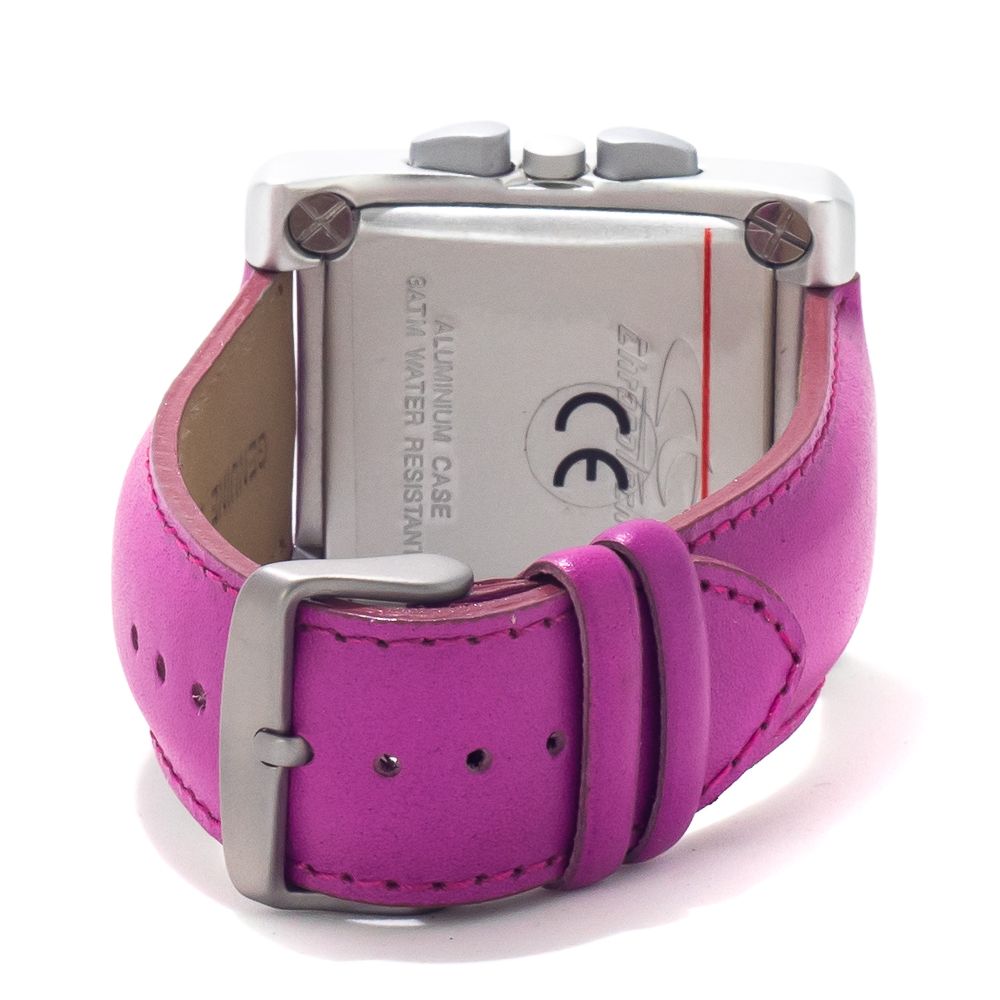 Chronotech Purple Leather Dress Watch with grey polycarbonate case and violet leather bracelet, featuring a quartz analog display.