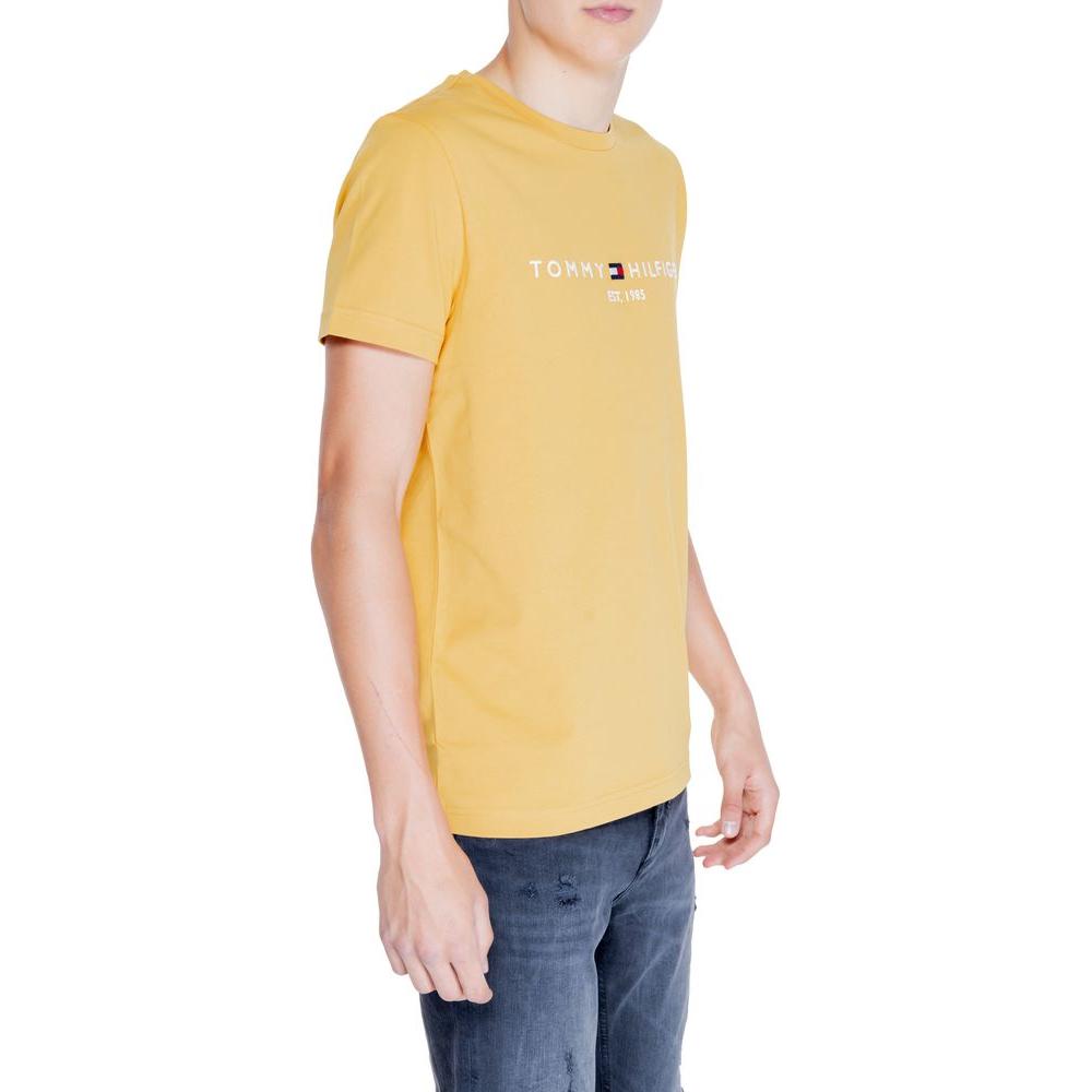 Tommy Hilfiger Yellow Cotton T-Shirt Tommy Hilfiger Tan
