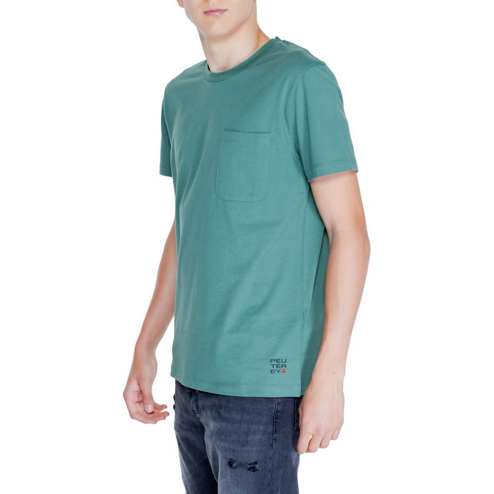 Peuterey Green Cotton T-Shirt Peuterey Cadet Blue