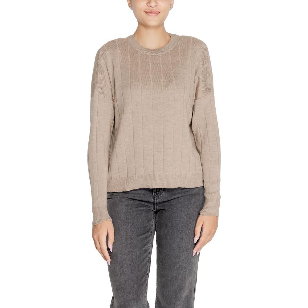 Only Beige Acrylic Sweater Only Rosy Brown