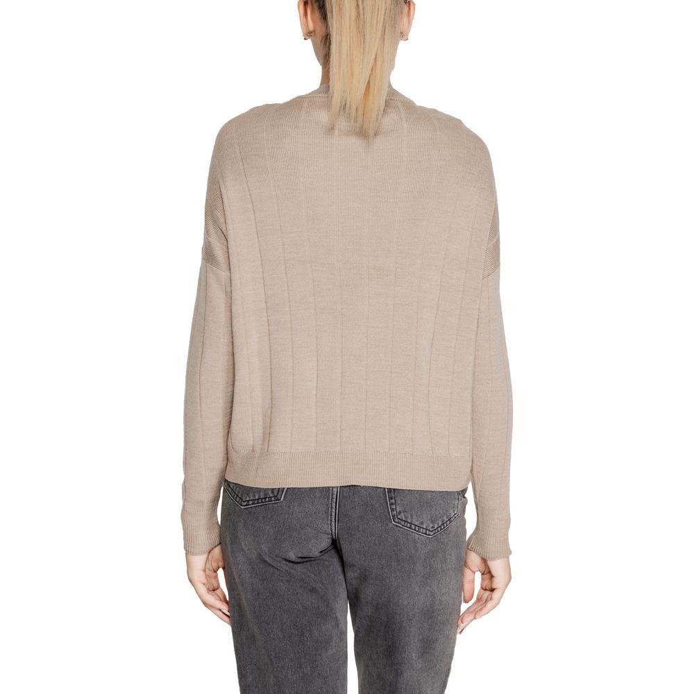 Only Beige Acrylic Sweater Only Dark Gray