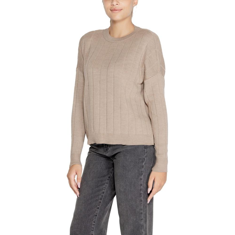 Only Beige Acrylic Sweater Only Rosy Brown