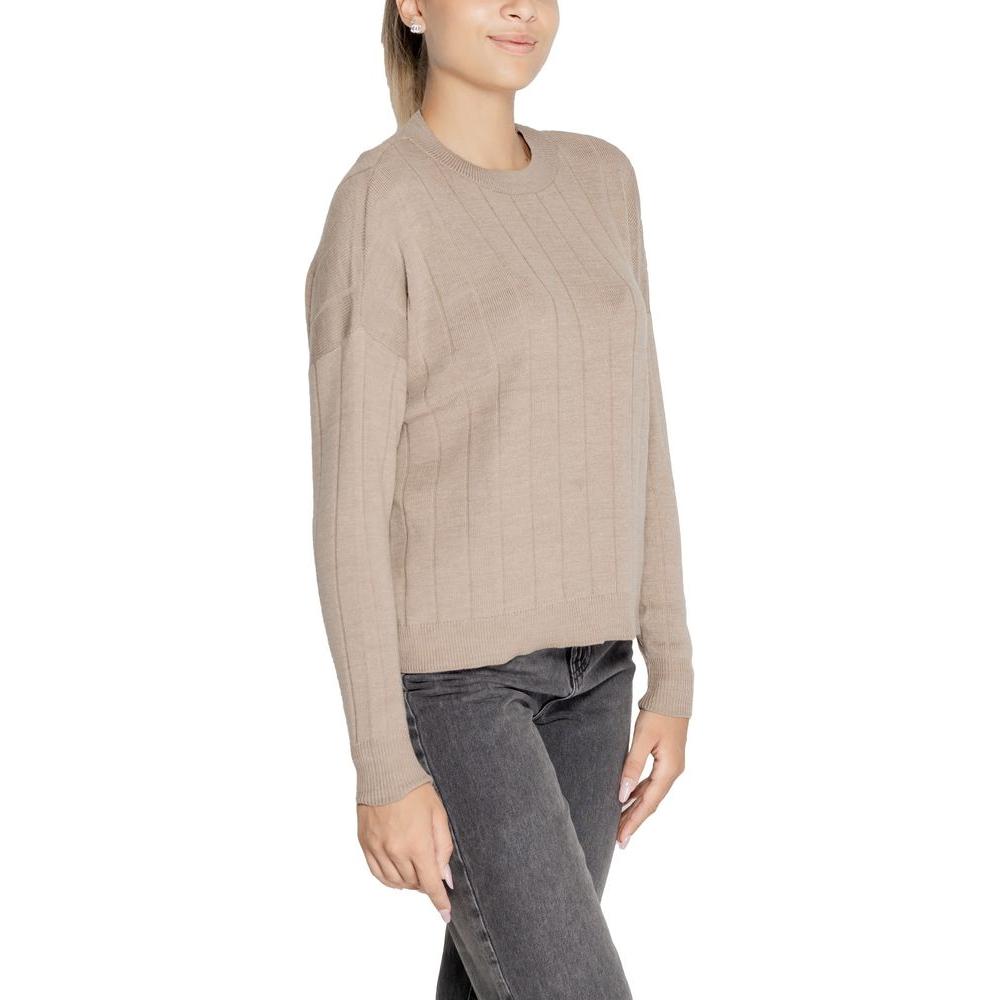 Only Beige Acrylic Sweater Only Dark Gray