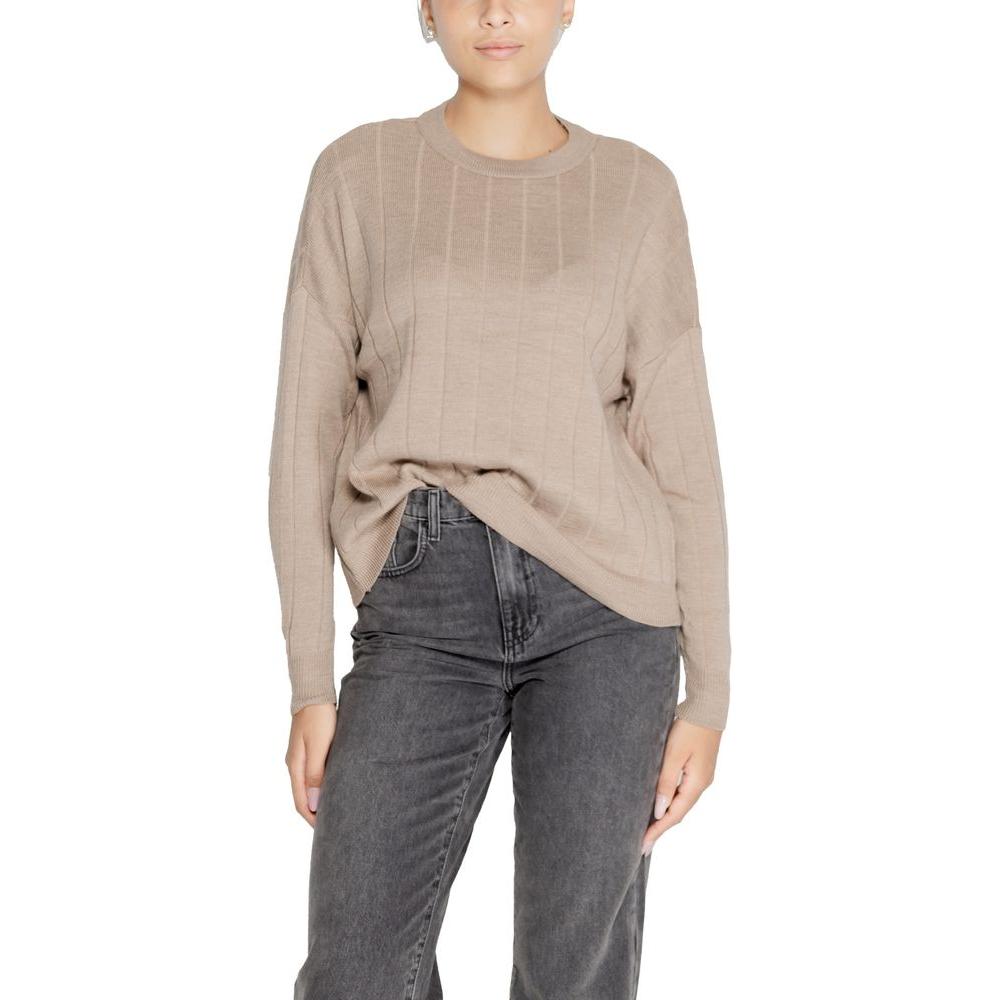 Only Beige Acrylic Sweater Only Rosy Brown