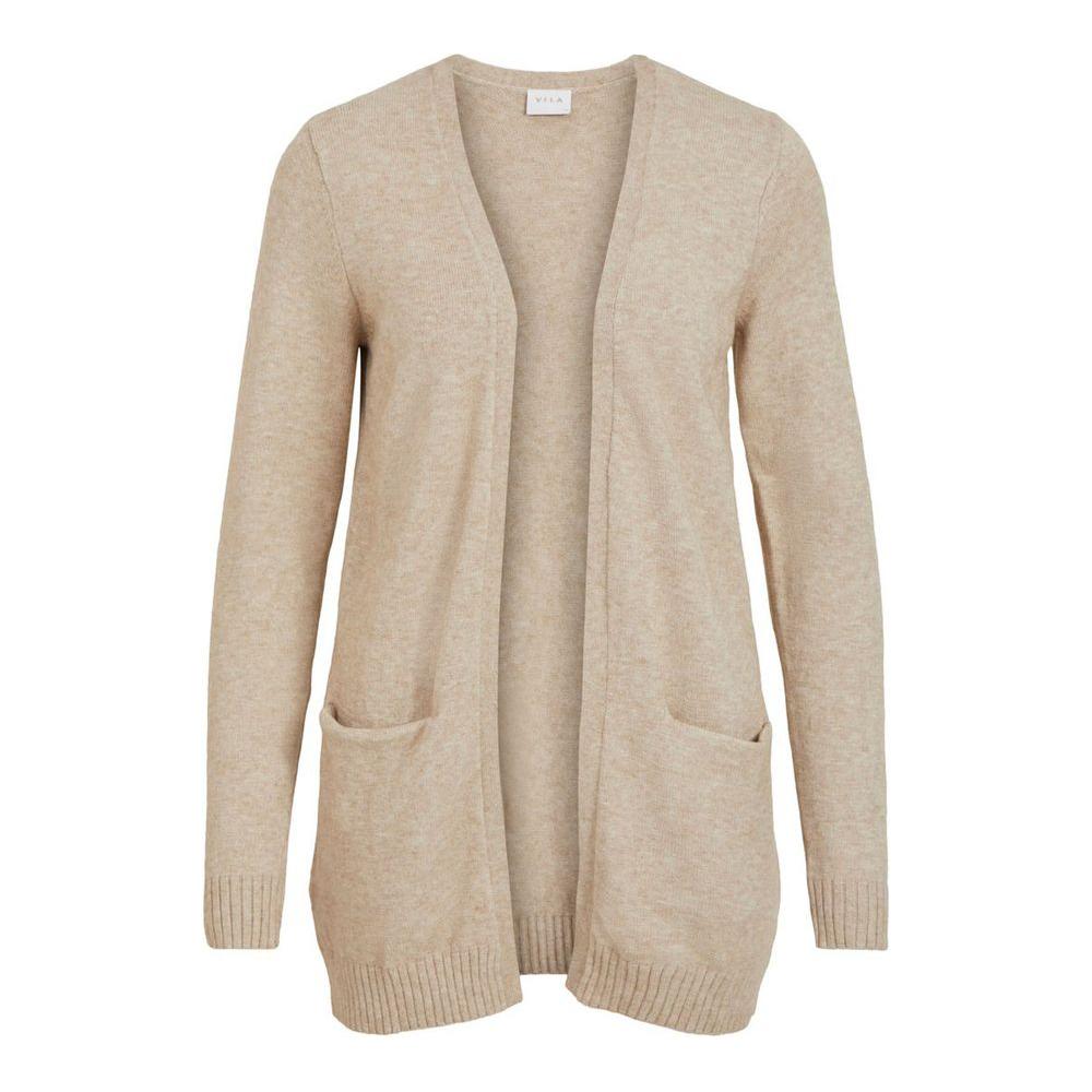 Vila Clothes Beige Viscose Cardigan Vila Clothes Tan