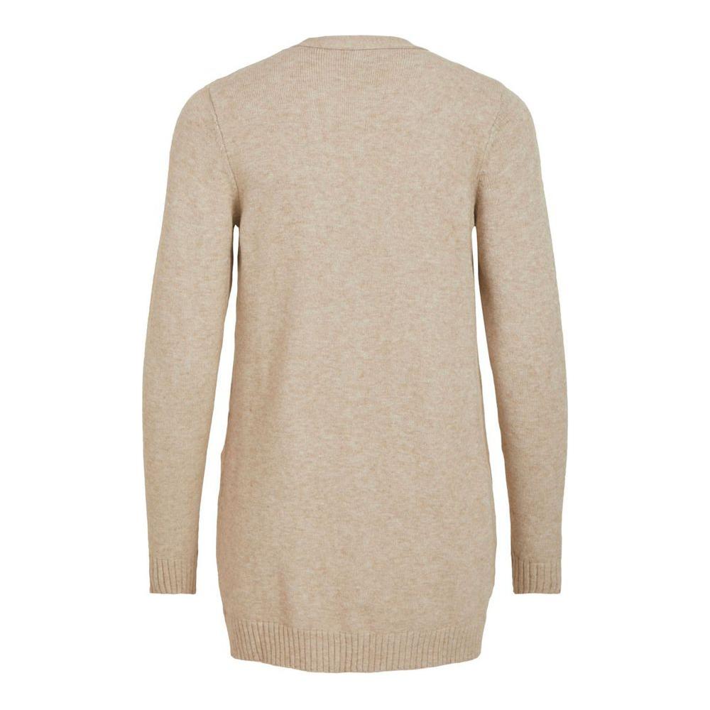 Vila Clothes Beige Viscose Cardigan Vila Clothes Tan