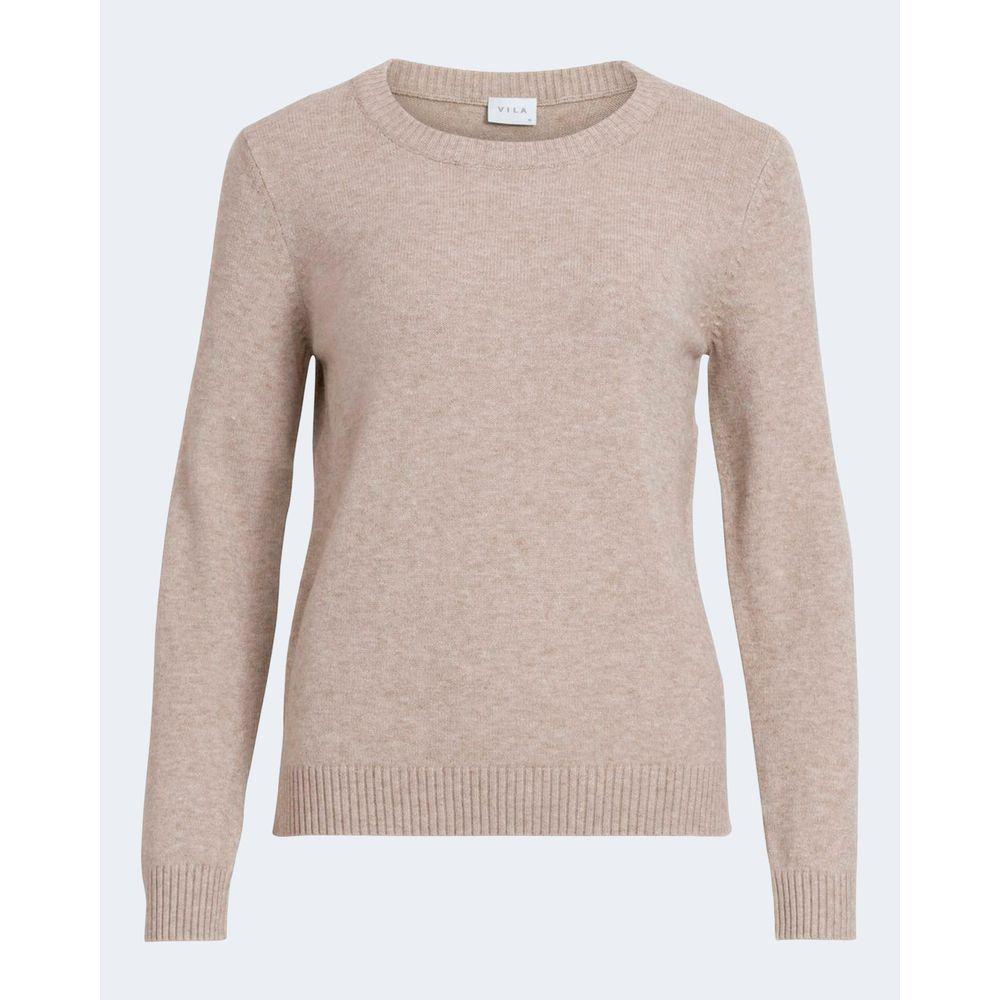 Vila Clothes Beige Viscose Sweater Vila Clothes Light Gray