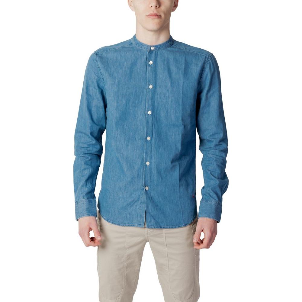Peuterey Blue Cotton Shirt Peuterey Steel Blue