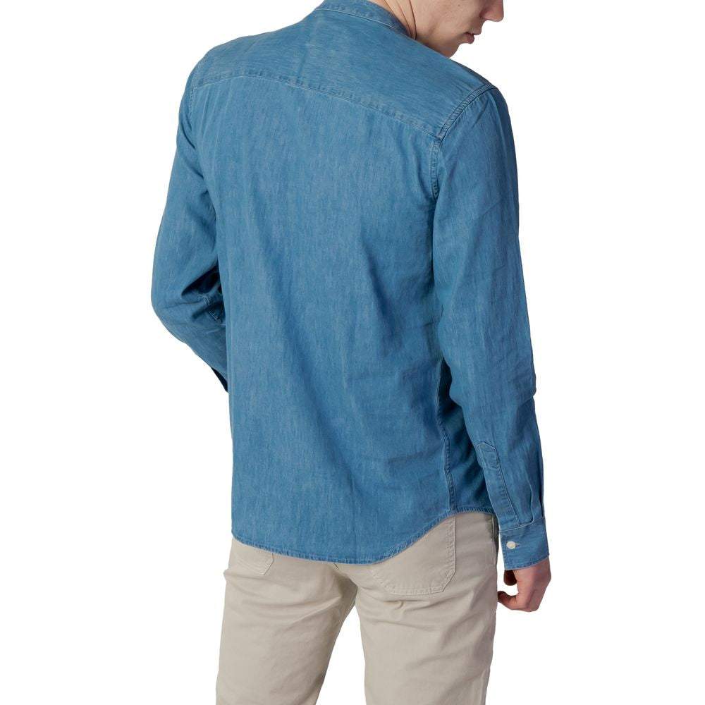 Peuterey Blue Cotton Shirt Peuterey Steel Blue