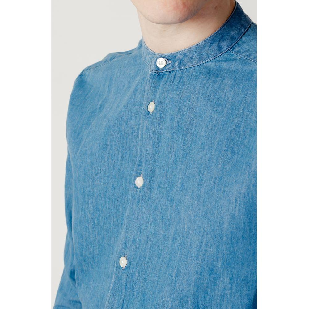 Peuterey Blue Cotton Shirt Peuterey Steel Blue