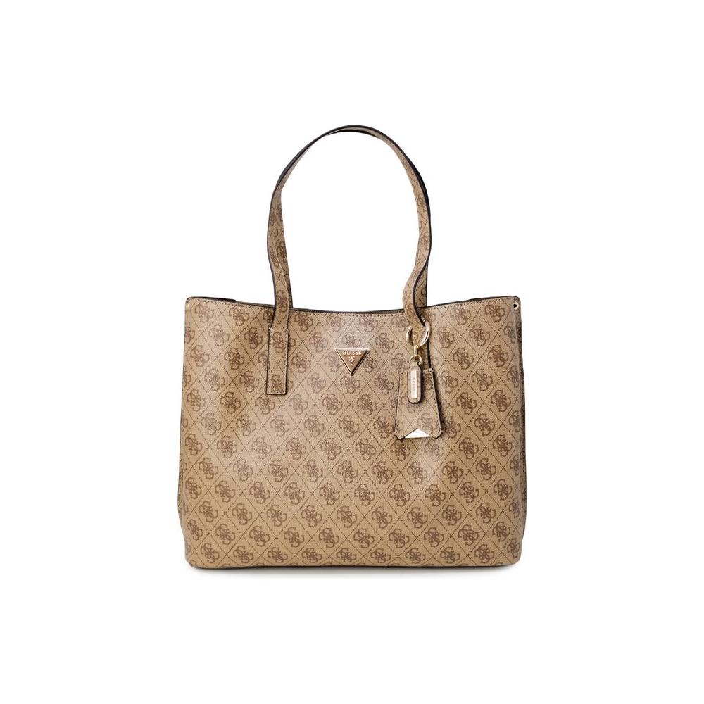 Guess Beige Polyethylene Handbag Guess Rosy Brown