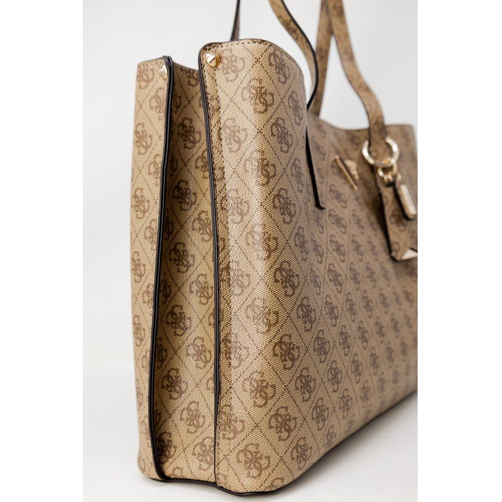 Guess Beige Polyethylene Handbag Guess Rosy Brown